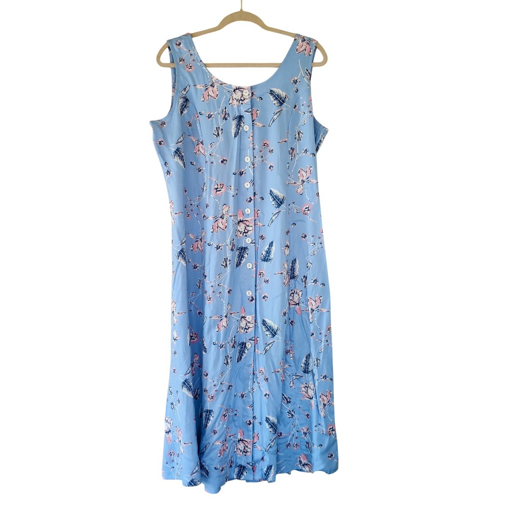 Vintage Koret of California Floral Dress Blue Rayon Cottagecore Whimsigoth PL - Picture 2 of 5